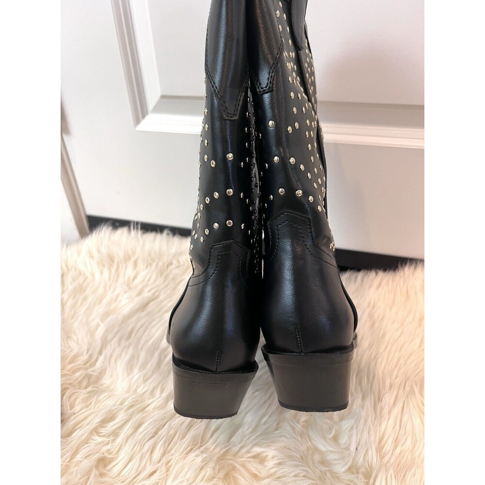 Zara Black faux Leather Studded Ankle Western Booties Size US 9  EUR 40 - Picture 11 of 13